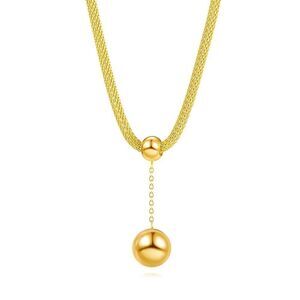 18K Gold Plated Women's Statement Necklace Dangling Ball Pendant Waterproof